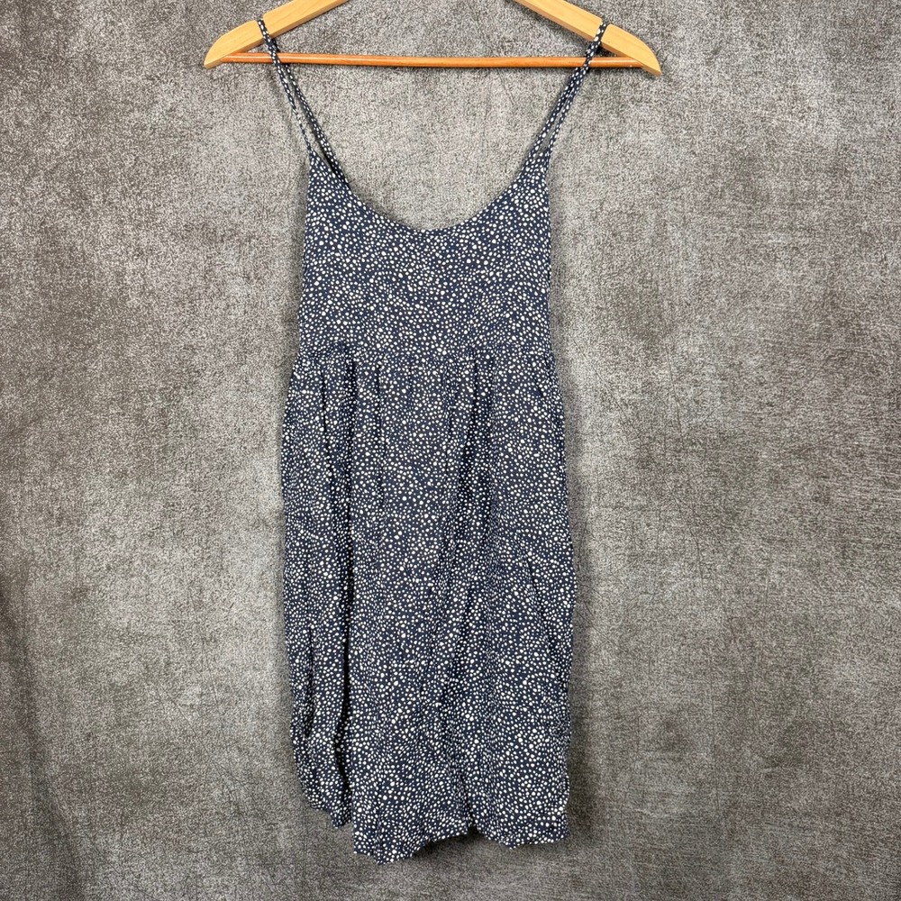 Roxy Women S Navy Blue White Speckled Mini Dress Spaghetti Strap
